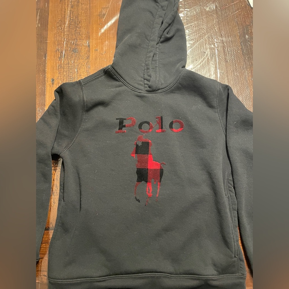 Polo black hooded sweatshirt